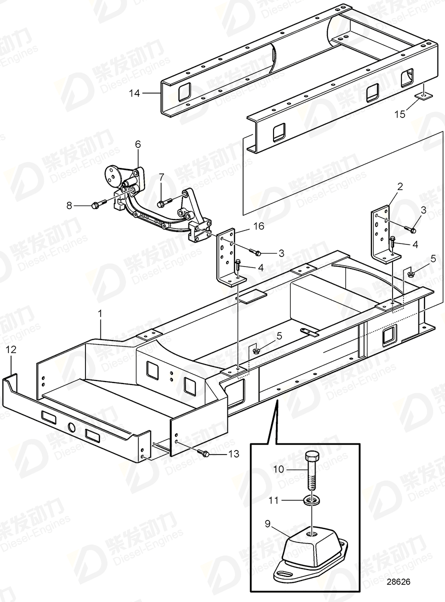 volvo penta Frame 3808749 Drawing